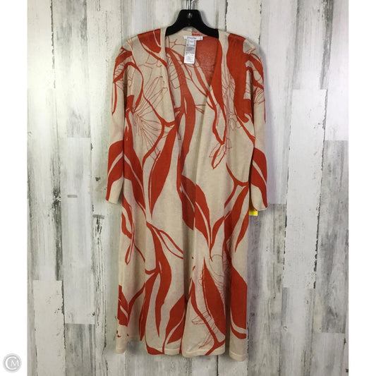 Cardigan By Chicos In Orange & White, Size: M