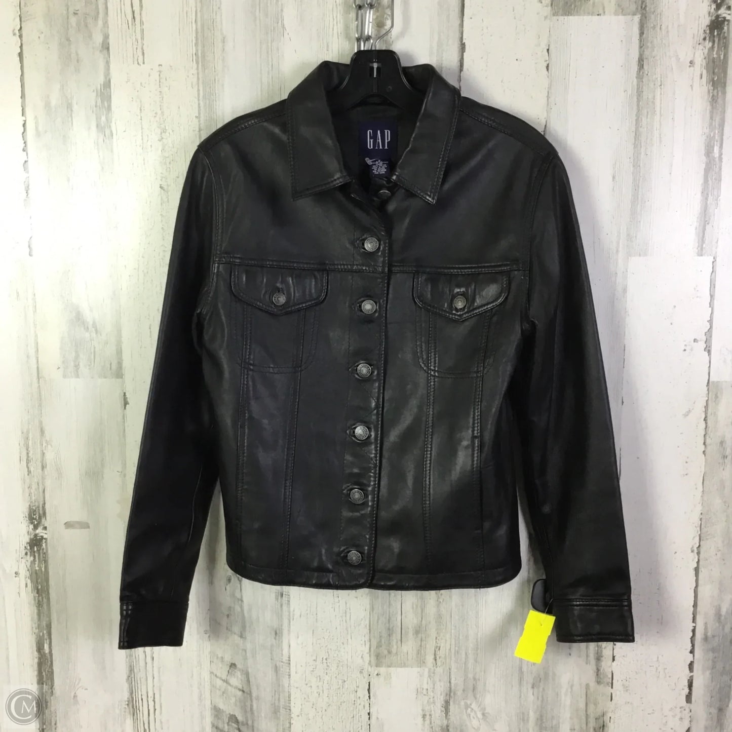 Jacket Leather By Gap In Black, Size: S