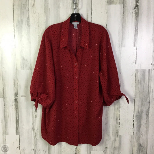 Blouse Long Sleeve By Catherines In Red, Size: 2x