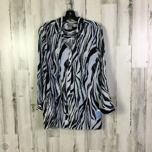 Blouse Long Sleeve By Chicos In Black & Blue, Size: M