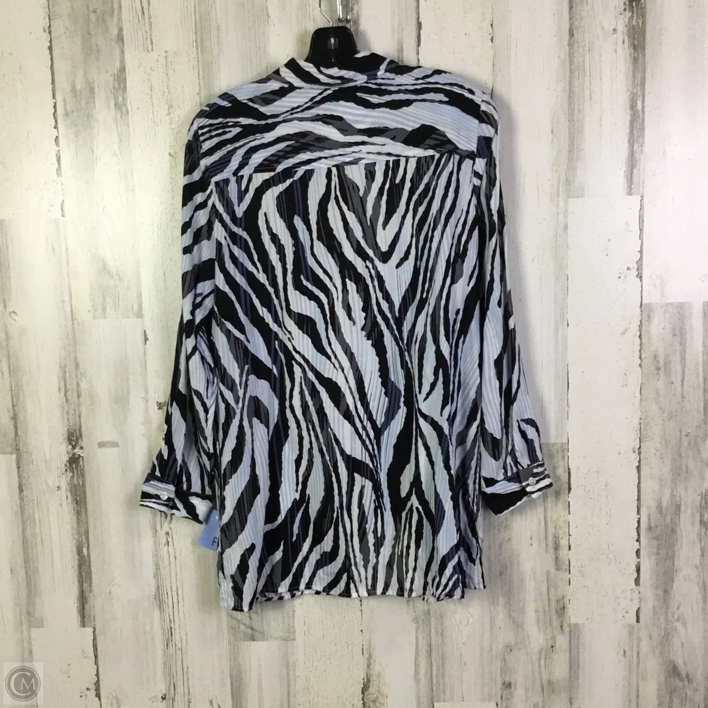 Blouse Long Sleeve By Chicos In Black & Blue, Size: M