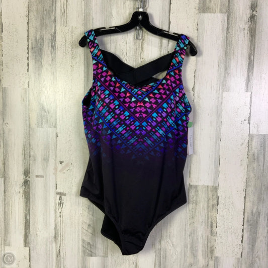 Swimsuit By Clothes Mentor In Black & Blue, Size: 2x