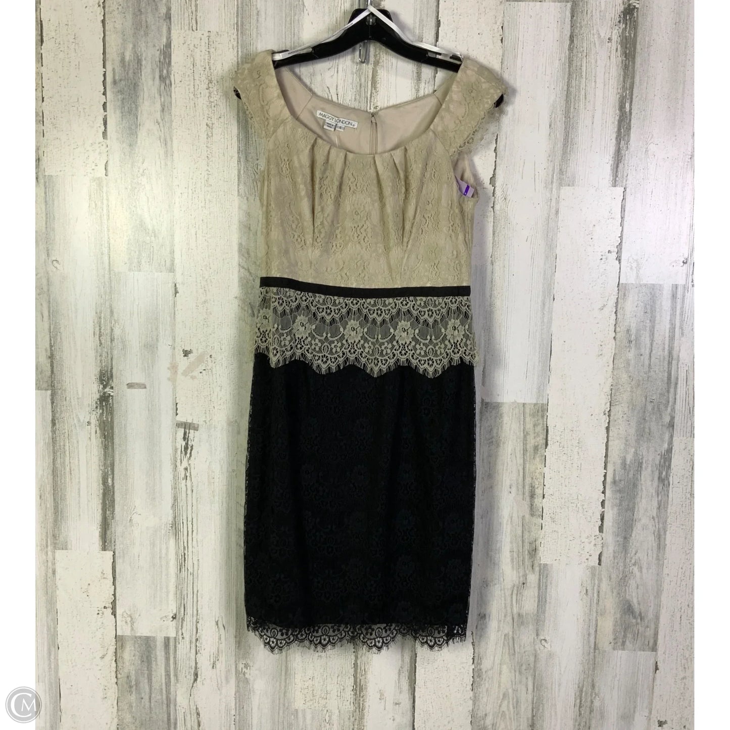 Dress Work By Maggy London In Black & Cream, Size: S