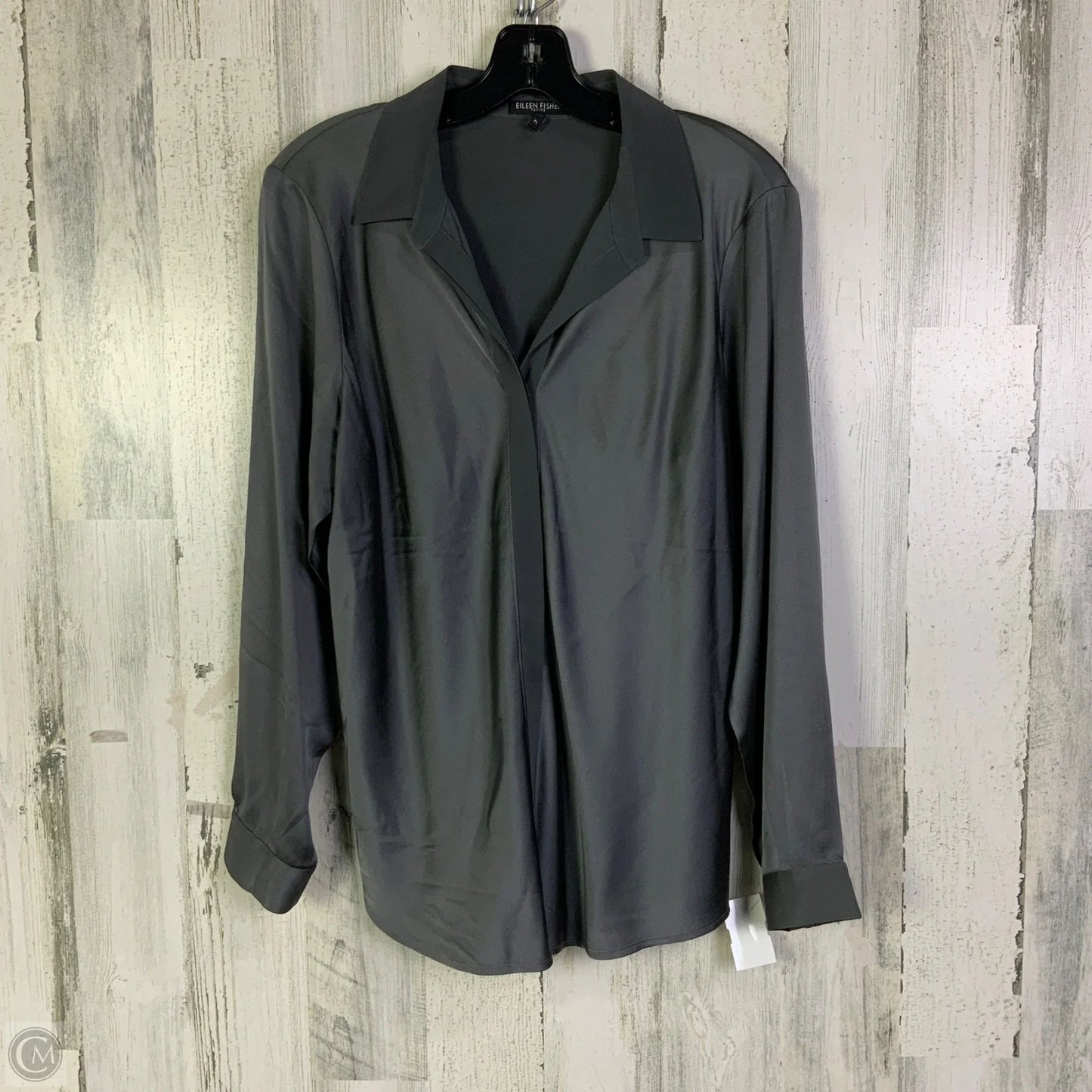 Blouse Long Sleeve By Eileen Fisher In Grey, Size: L
