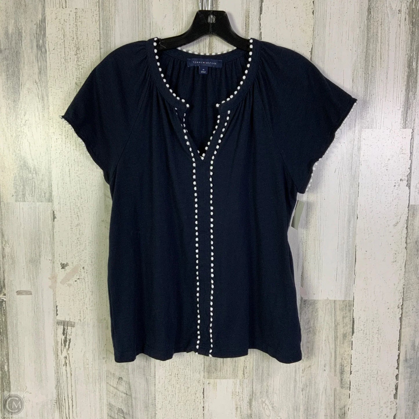 Top Short Sleeve By Tommy Hilfiger In Navy, Size: M