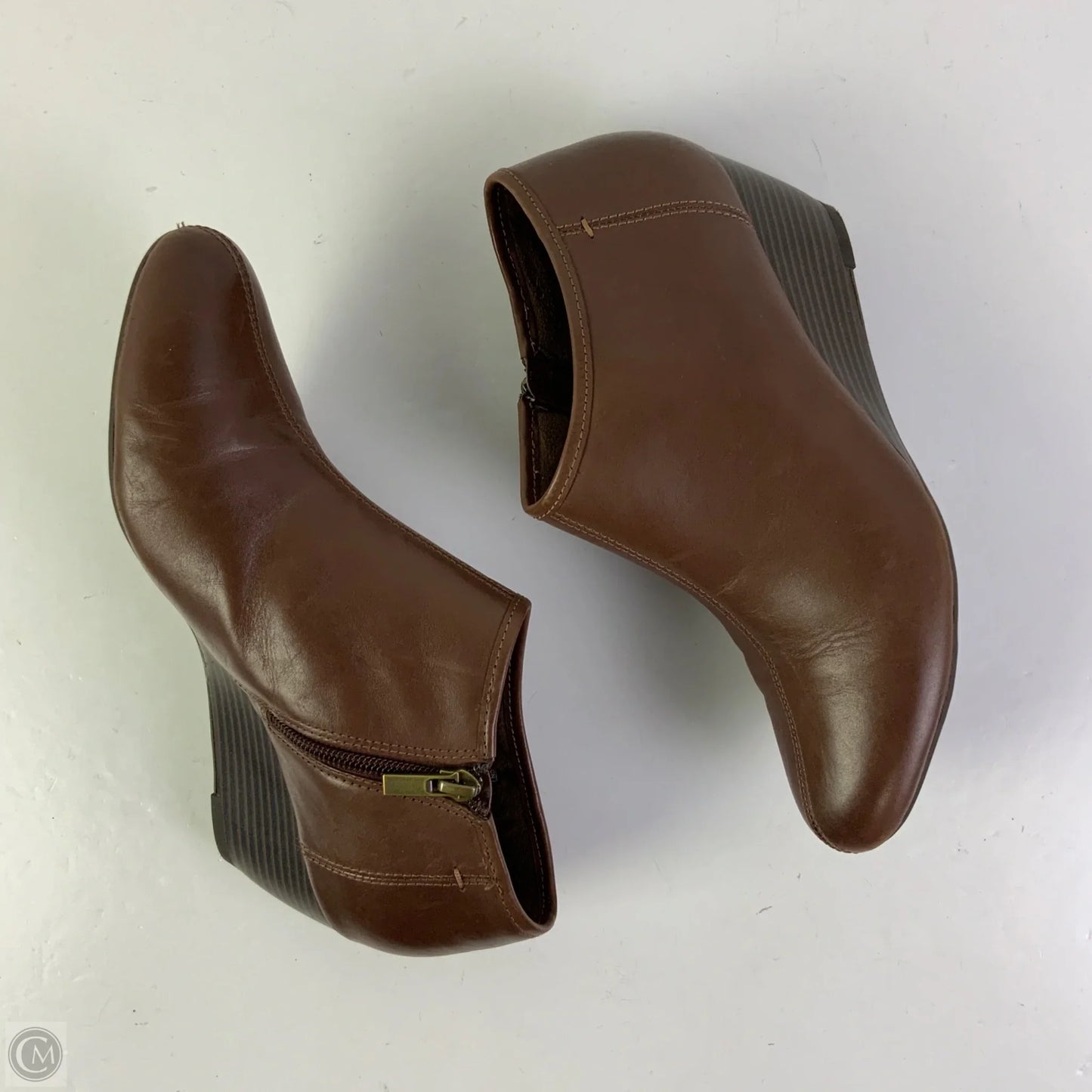 Boots Ankle Flats By Clarks In Brown, Size: 8.5