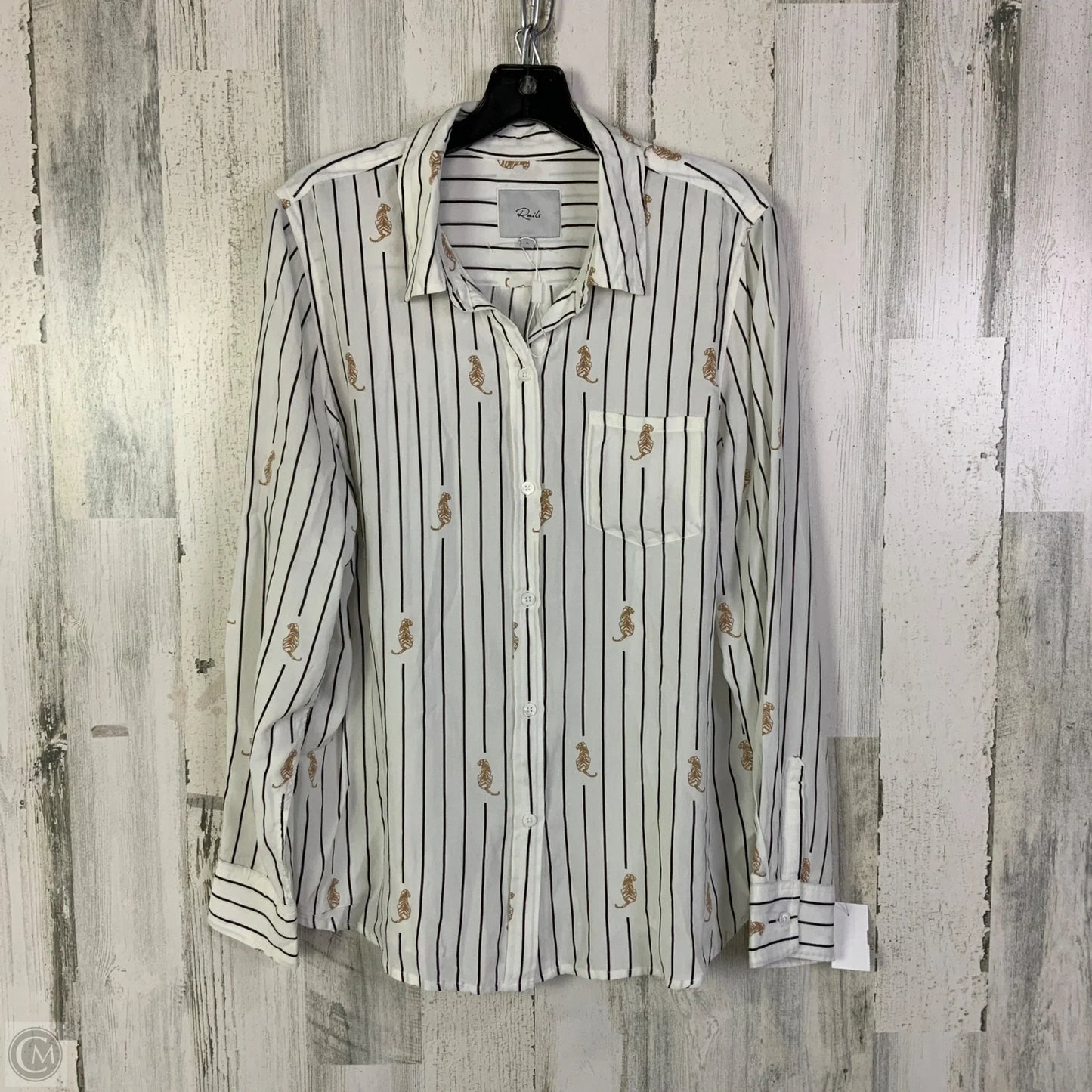 Top Long Sleeve By Rails In White, Size: L