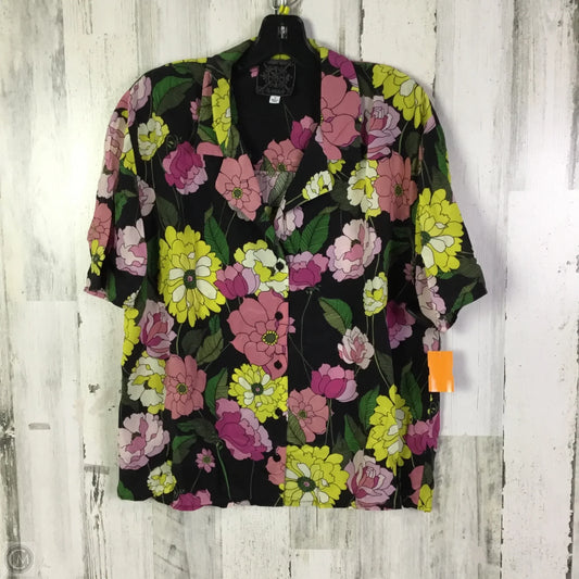 Blouse Short Sleeve By Johnny Was In Black & Pink, Size: S