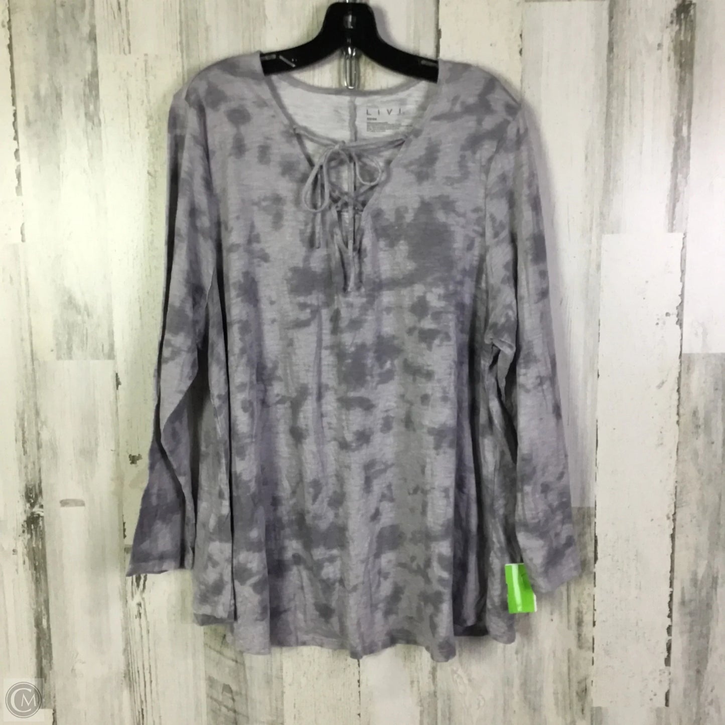 Top 3/4 Sleeve Basic By Livi Active In Grey, Size: 2x