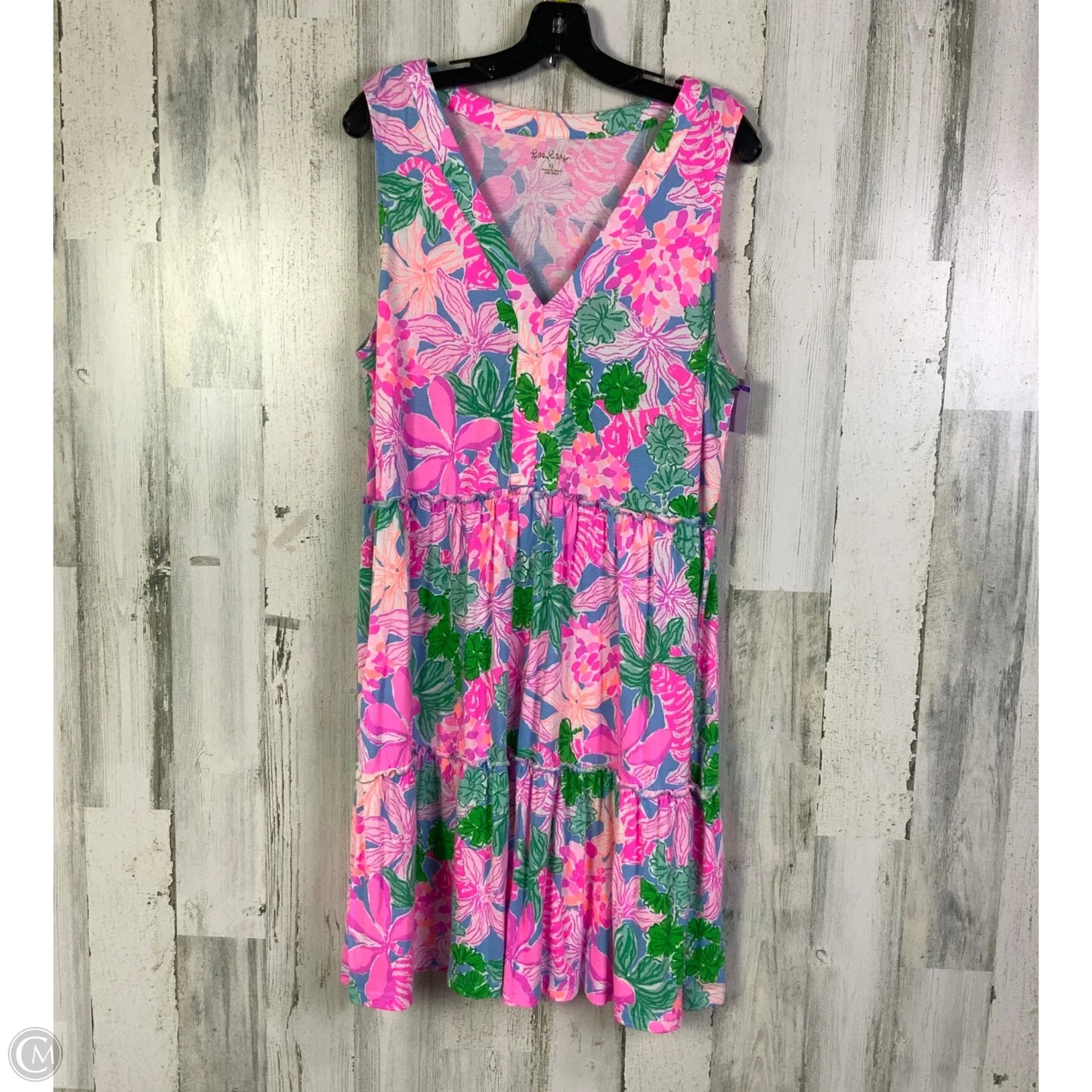 Dress Designer By Lilly Pulitzer In Green & Pink, Size: Xl