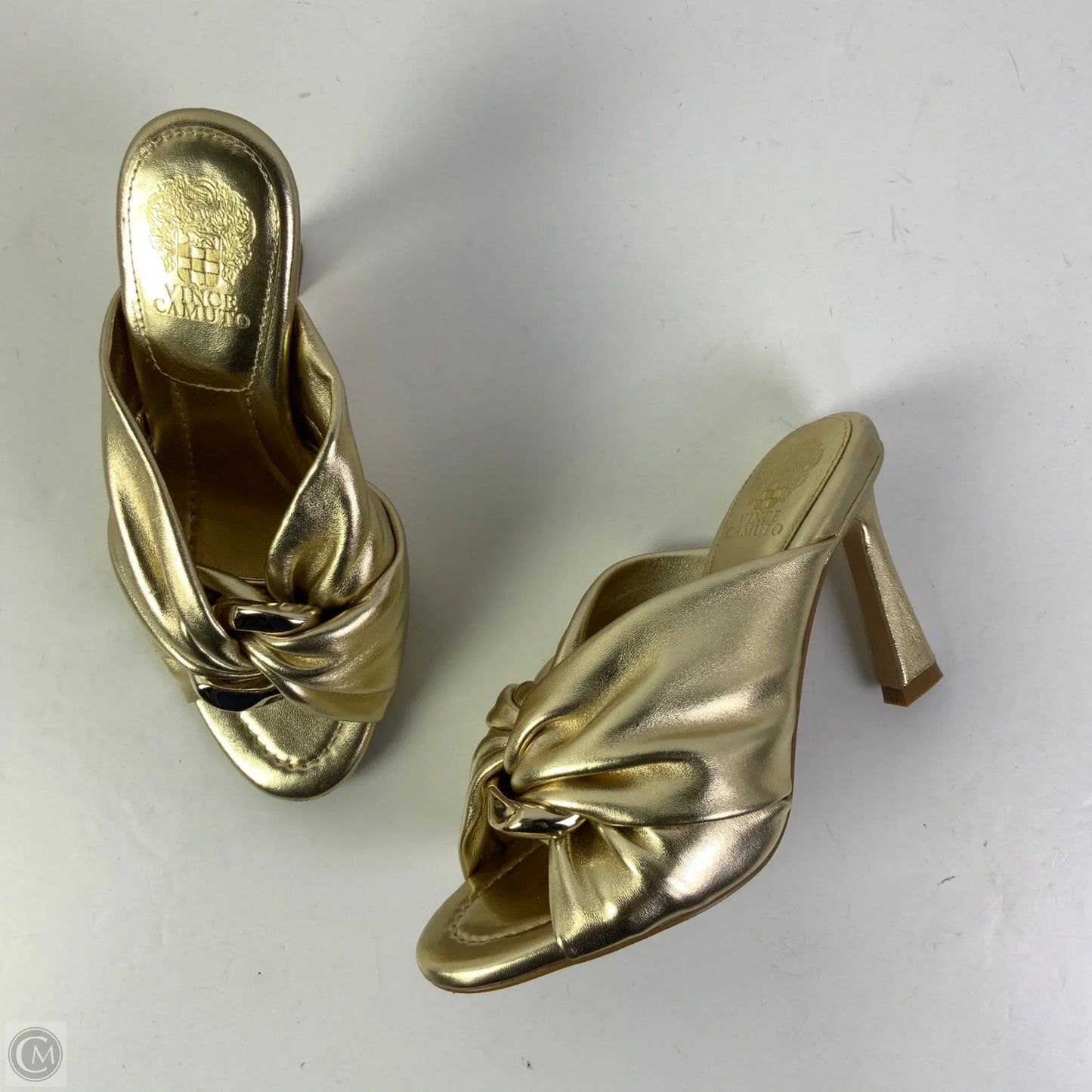 Sandals Heels Stiletto By Vince Camuto In Gold, Size: 6.5