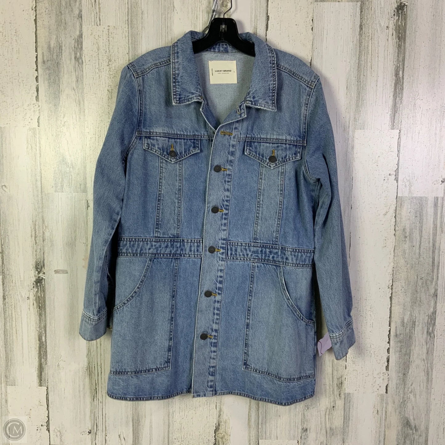 Jacket Denim By Lucky Brand In Blue Denim, Size: L