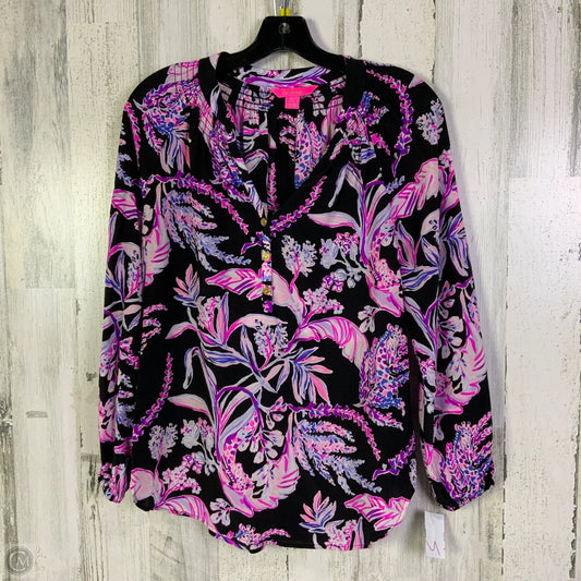 Blouse Designer By Lilly Pulitzer In Black & Pink, Size: S