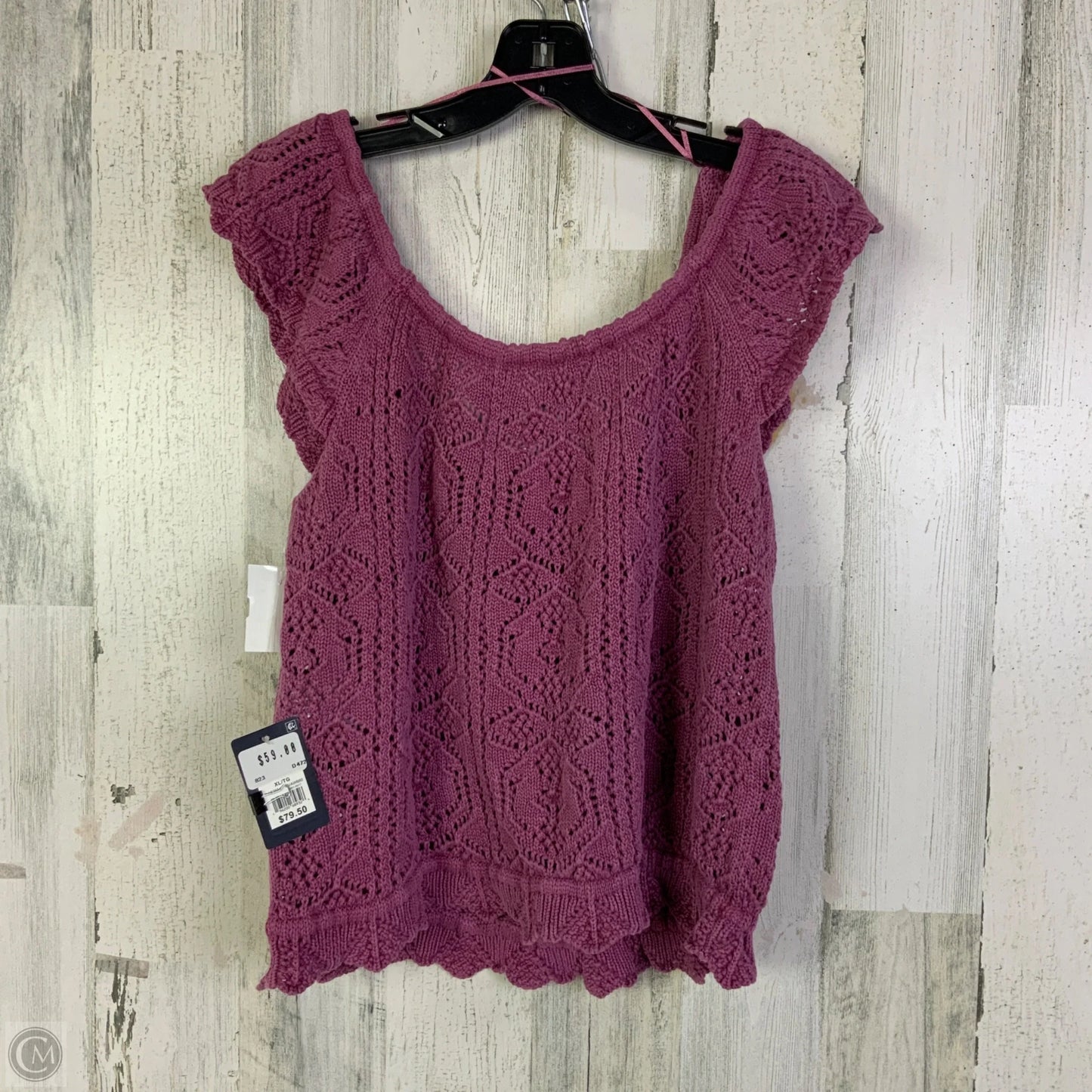 Vest Sweater By Lucky Brand In Purple, Size: Xl