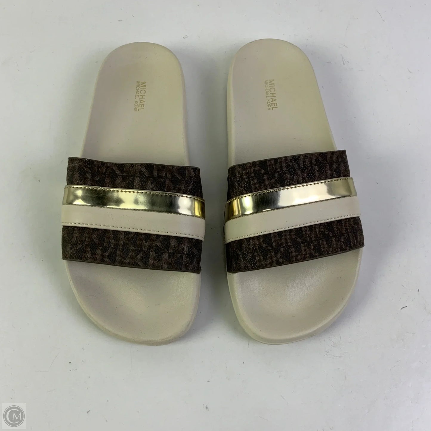 Sandals Flats By Michael By Michael Kors In Brown & Cream, Size: 8
