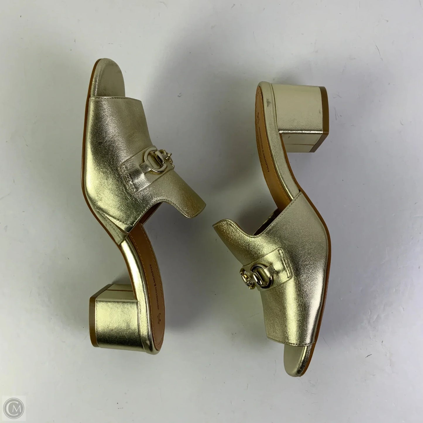Sandals Heels Block By Johnston & Murphy In Gold, Size: 9.5