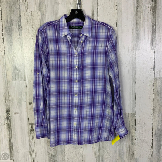 Top Long Sleeve By Lauren By Ralph Lauren In Purple & White, Size: Sp