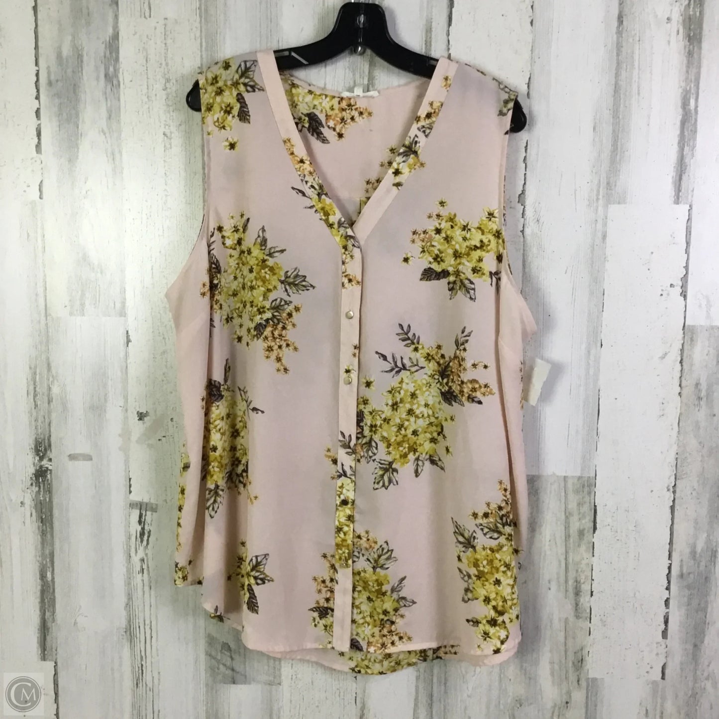 Blouse Short Sleeve By Maurices In Pink & Yellow, Size: Xxl