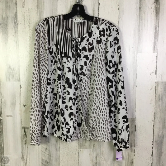 Blouse Long Sleeve By Cabi In Black & White, Size: S
