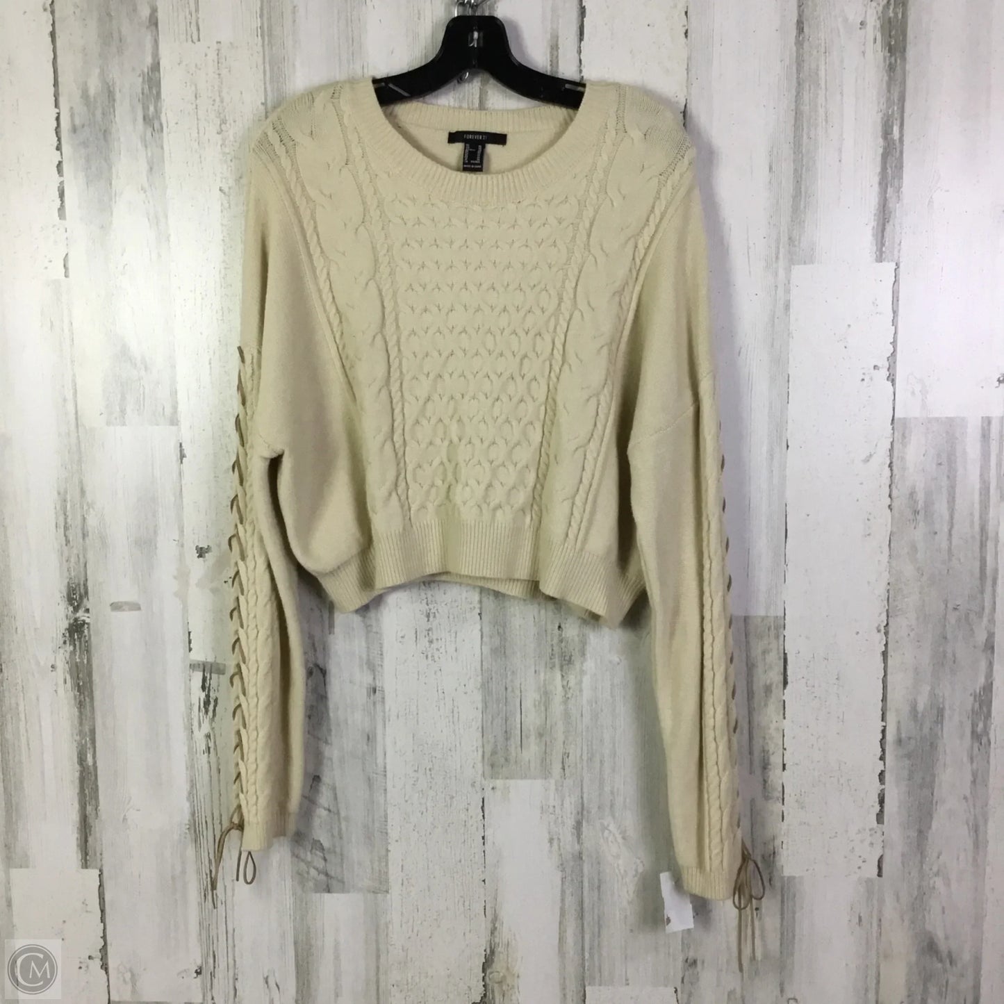 Sweater By Forever 21 In Cream, Size: Xl