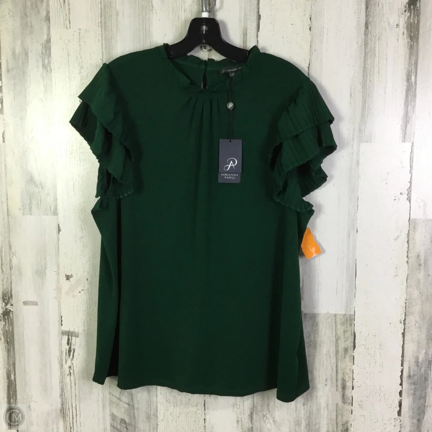 Top Short Sleeve By Adrianna Papell In Green, Size: Xl