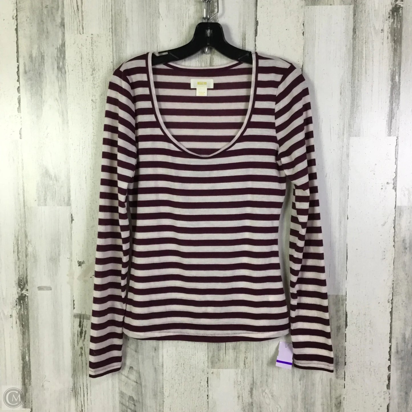 Top Long Sleeve By Maeve In Striped Pattern, Size: M