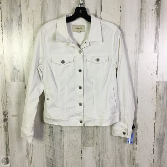 Jacket Denim By Liverpool In White Denim, Size: M