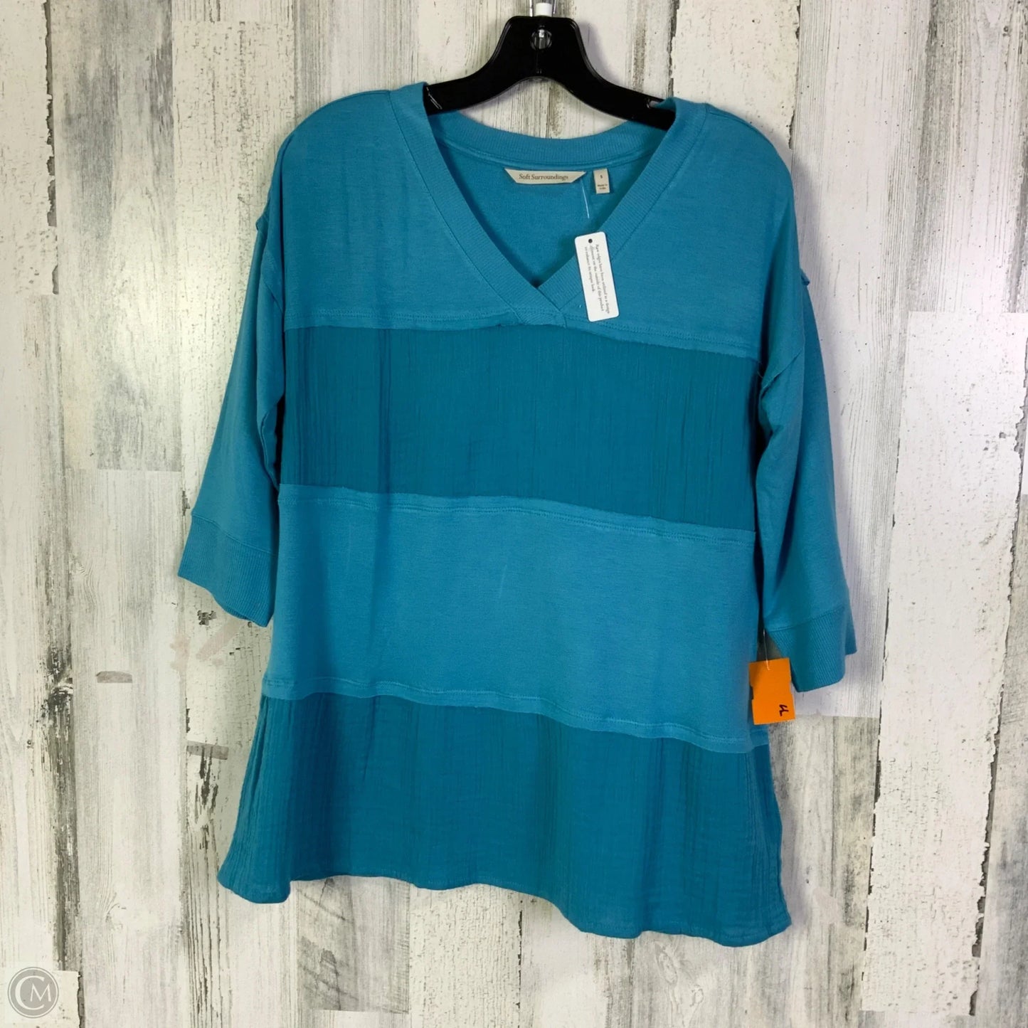 Top 3/4 Sleeve By Soft Surroundings In Blue, Size: S
