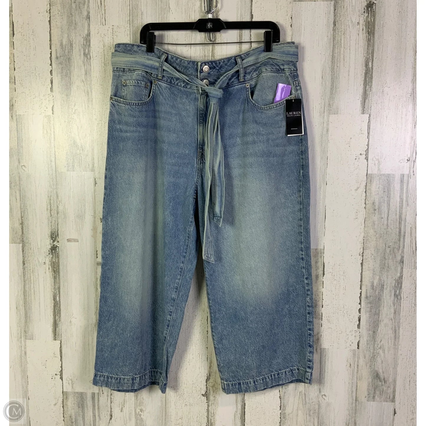 Jeans Cropped By Lauren By Ralph Lauren In Blue Denim, Size: 14