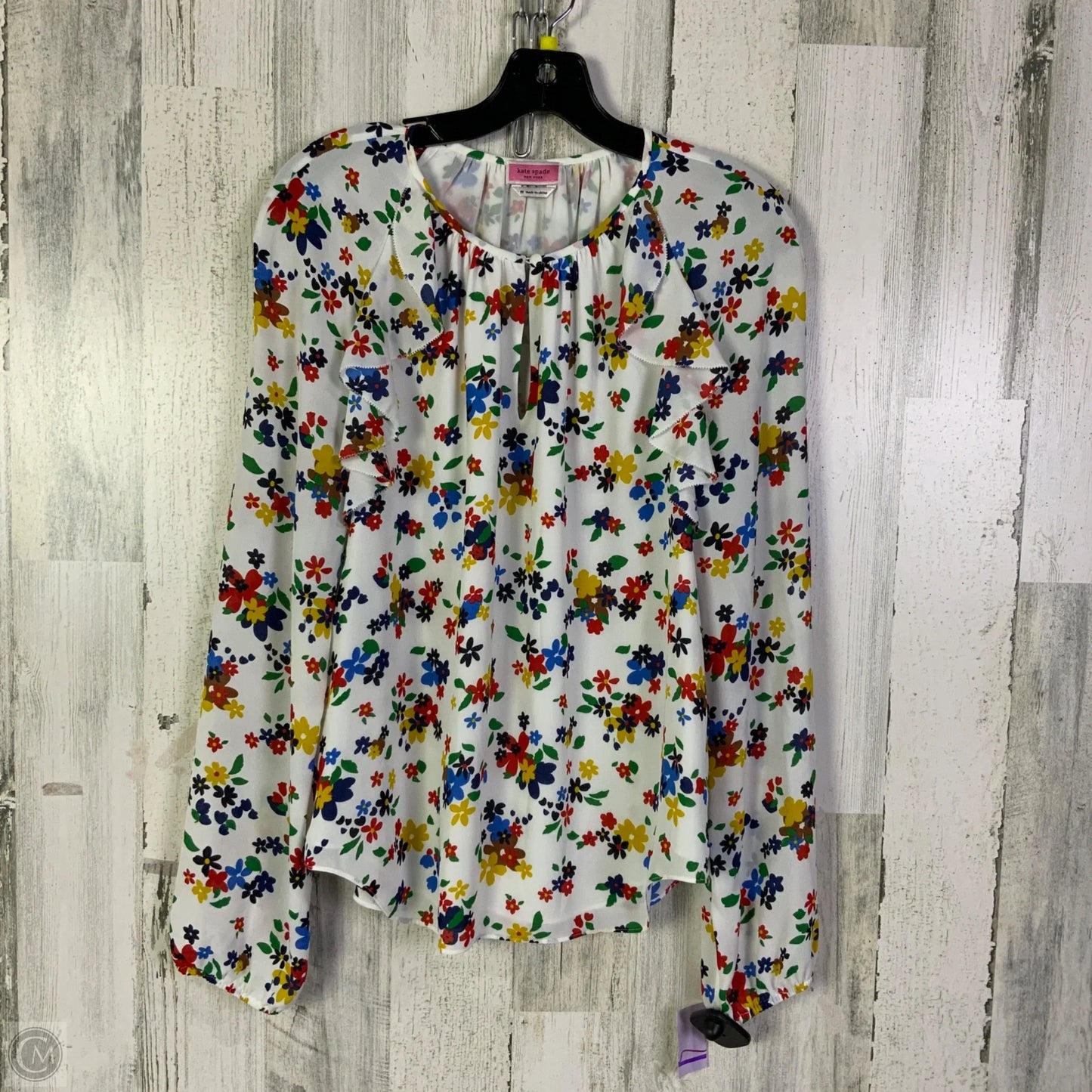 Blouse Designer By Kate Spade In White, Size: M