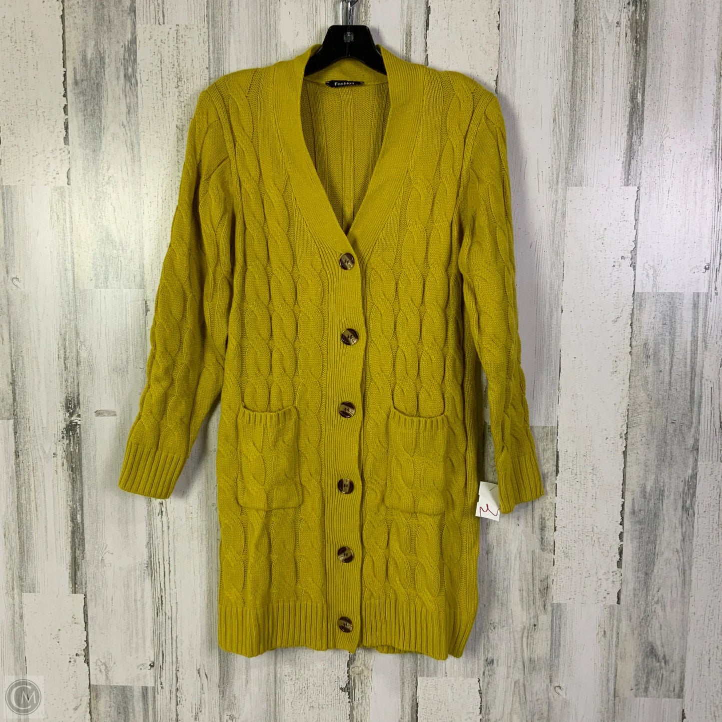 Sweater Cardigan By Cmf In Yellow, Size: M
