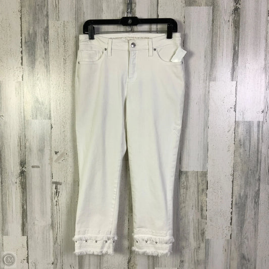 Jeans Cropped By Chicos In White Denim, Size: 4
