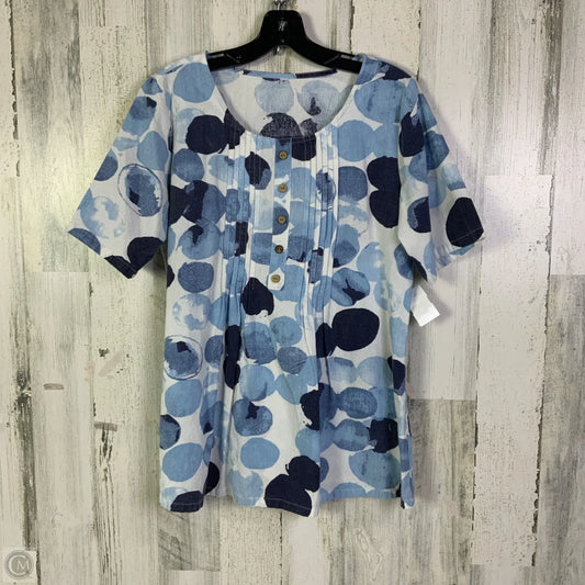 Top Short Sleeve By Cmf In Blue & White, Size: S