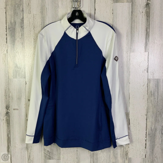 Athletic Top Long Sleeve Collar By Spyder In Blue & White, Size: Xl