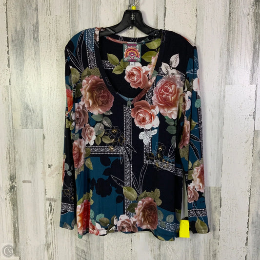 Top Long Sleeve Designer By Johnny Was In Navy, Size: L