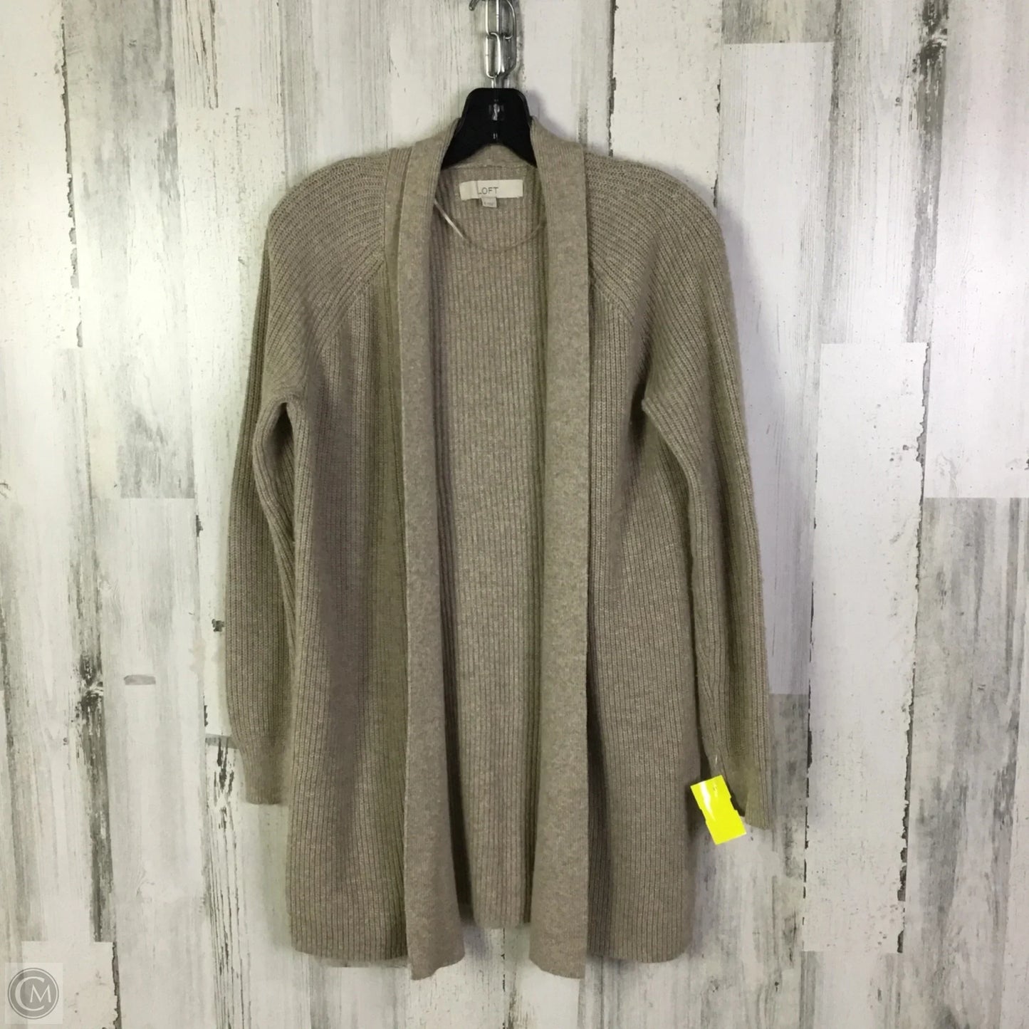 Sweater Cardigan By Loft In Tan, Size: S