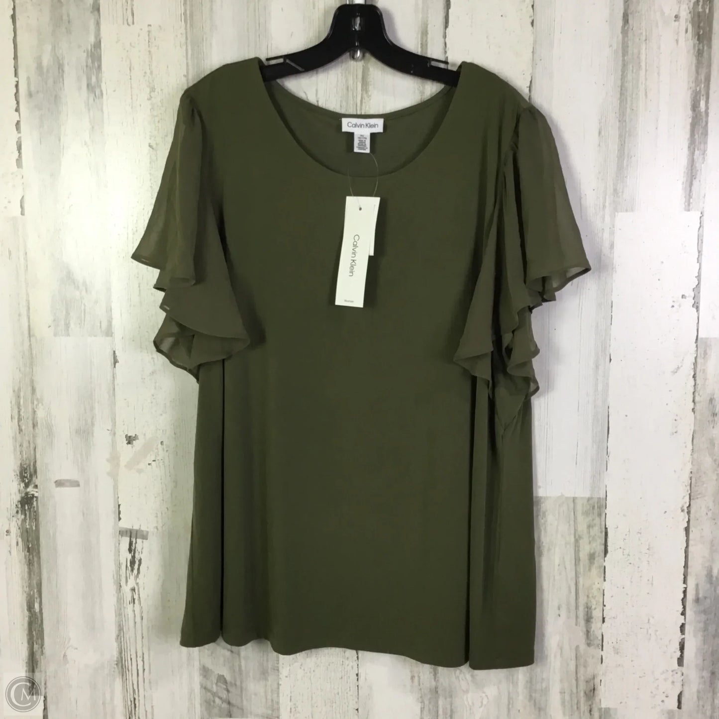 Top Short Sleeve By Calvin Klein In Green, Size: 1x