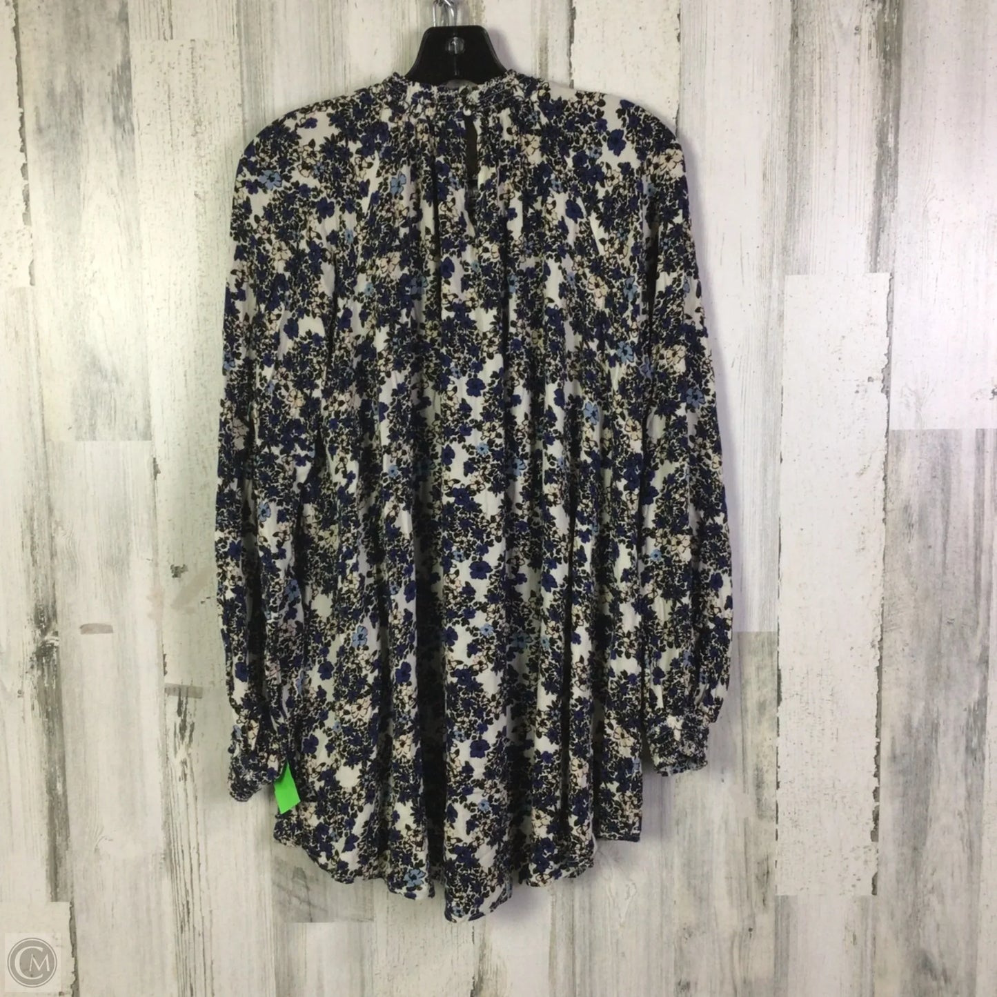 Tunic Long Sleeve By Free People In Blue & White, Size: M