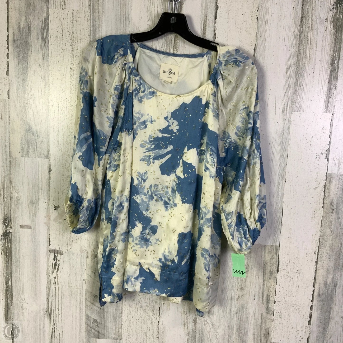 Top Long Sleeve By Umgee In Blue & Cream, Size: S