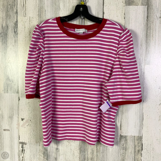 Top Short Sleeve Designer By Rebecca Minkoff In Pink & White, Size: Xxl