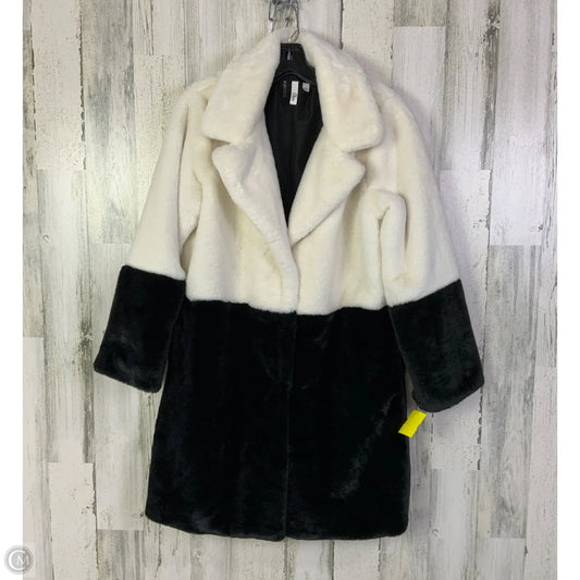 Jacket Faux Fur & Sherpa By Elan In Black & White, Size: M