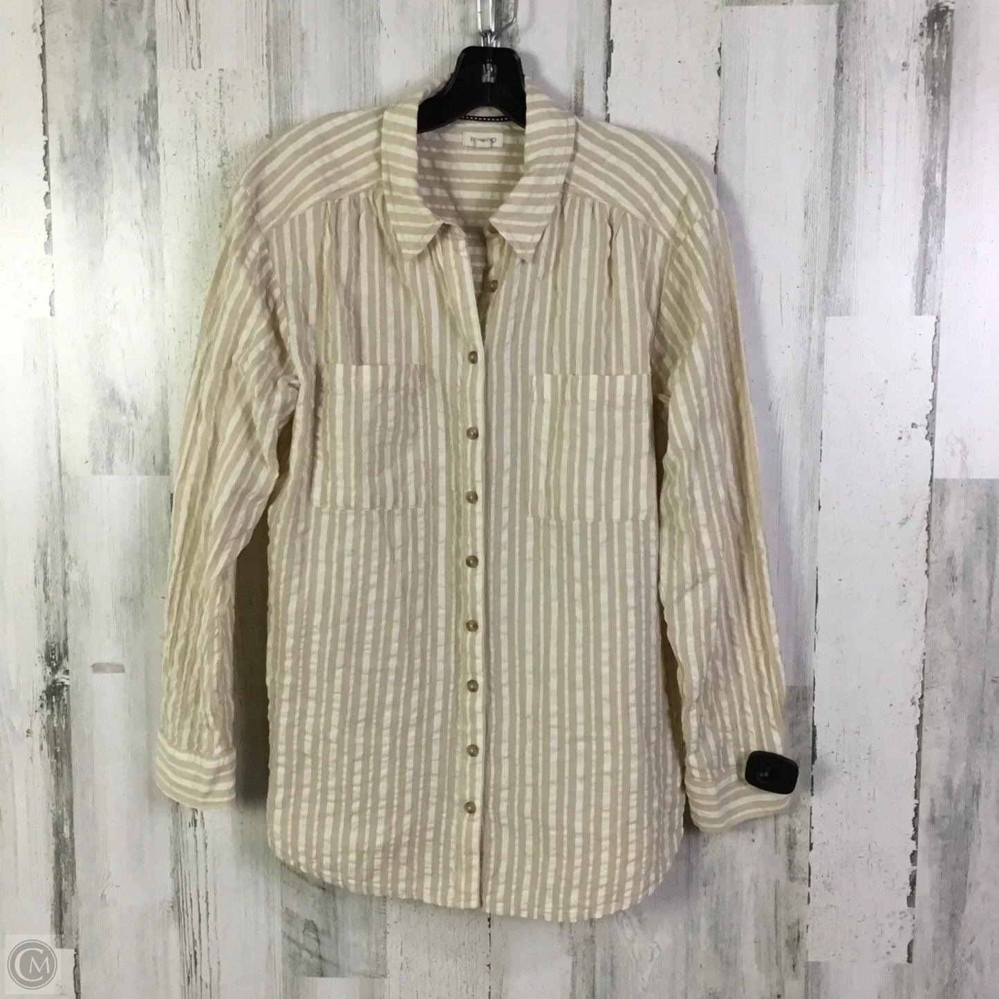 Blouse Long Sleeve By Pilcro In Cream & Tan, Size: M