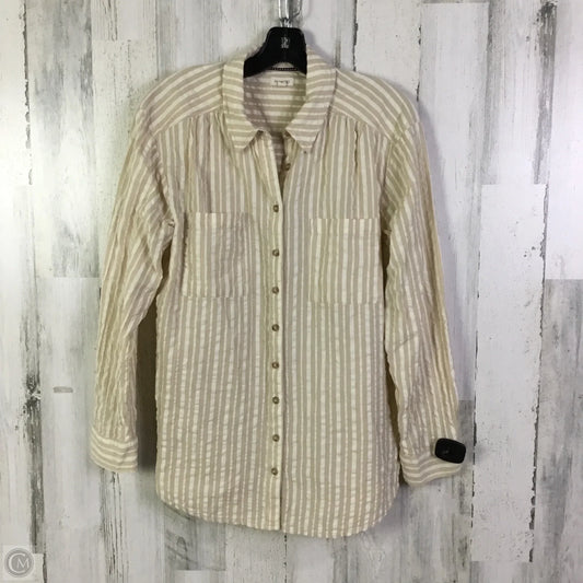 Blouse Long Sleeve By Pilcro In Cream & Tan, Size: M
