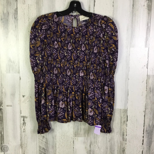 Blouse Long Sleeve By Universal Thread In Purple & Tan, Size: S
