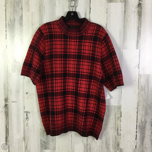 Sweater Short Sleeve By Ann Taylor In Black & Red, Size: Xxl