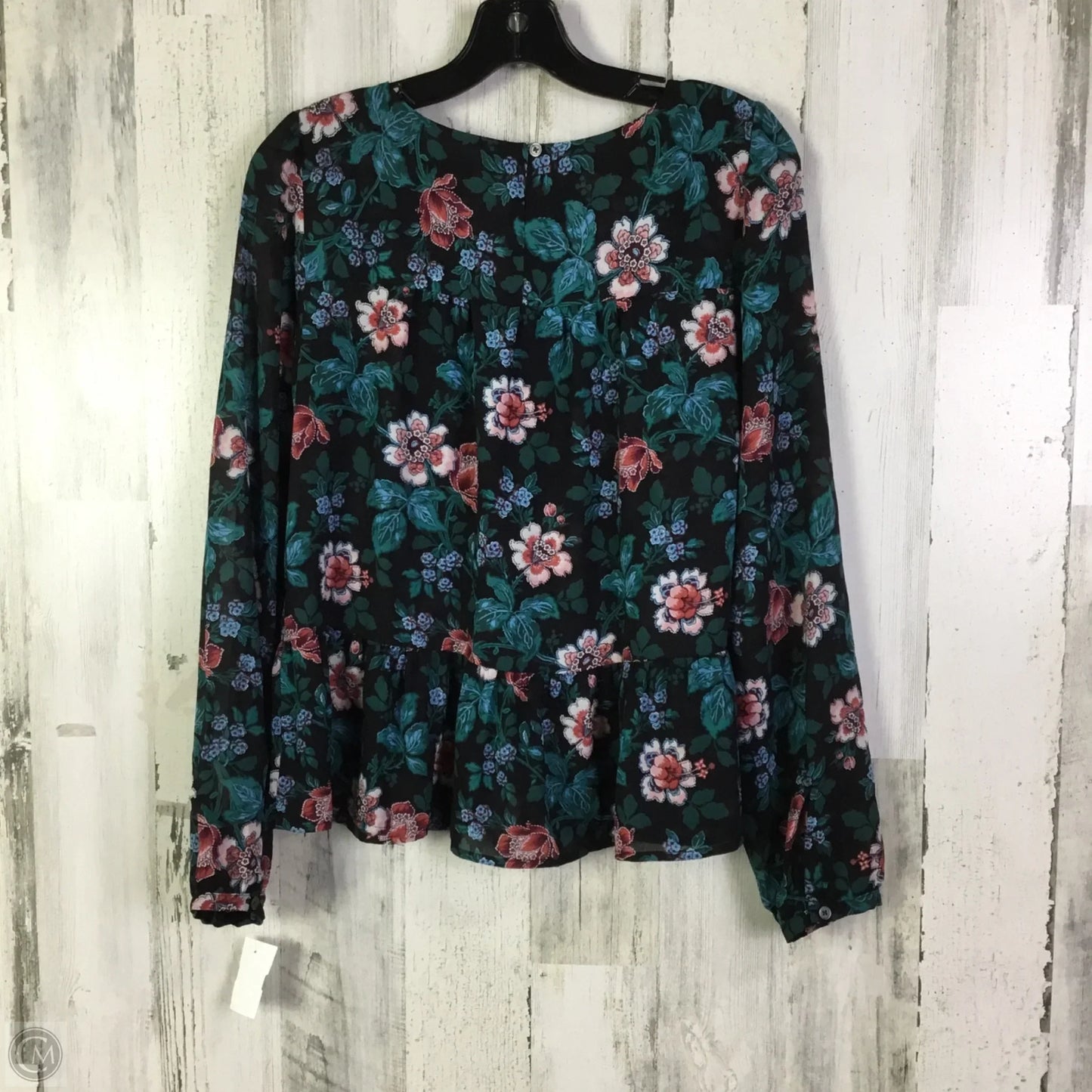 Top Long Sleeve By Loft In Black & Green, Size: S