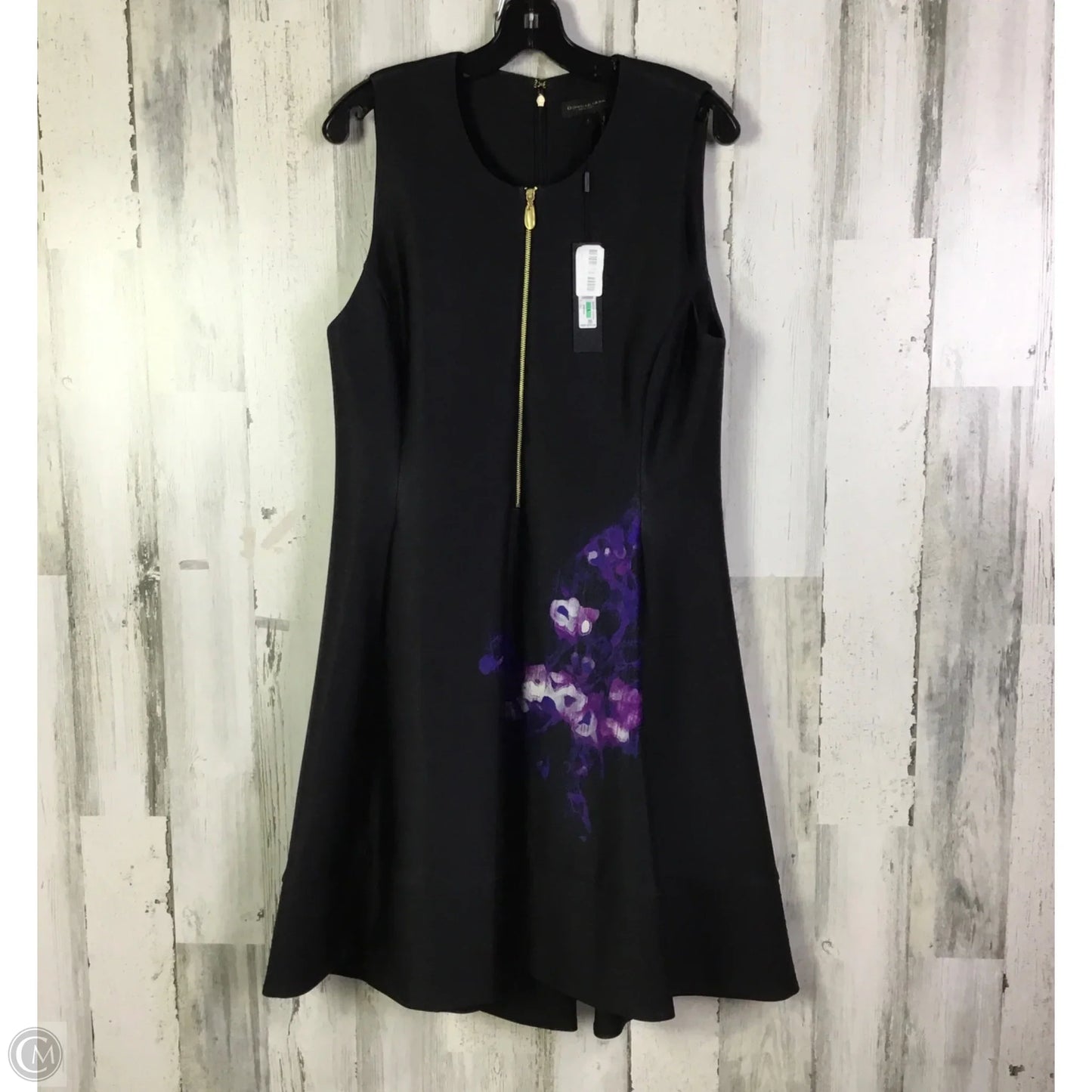 Dress Work By Donna Karan In Black & Purple, Size: L