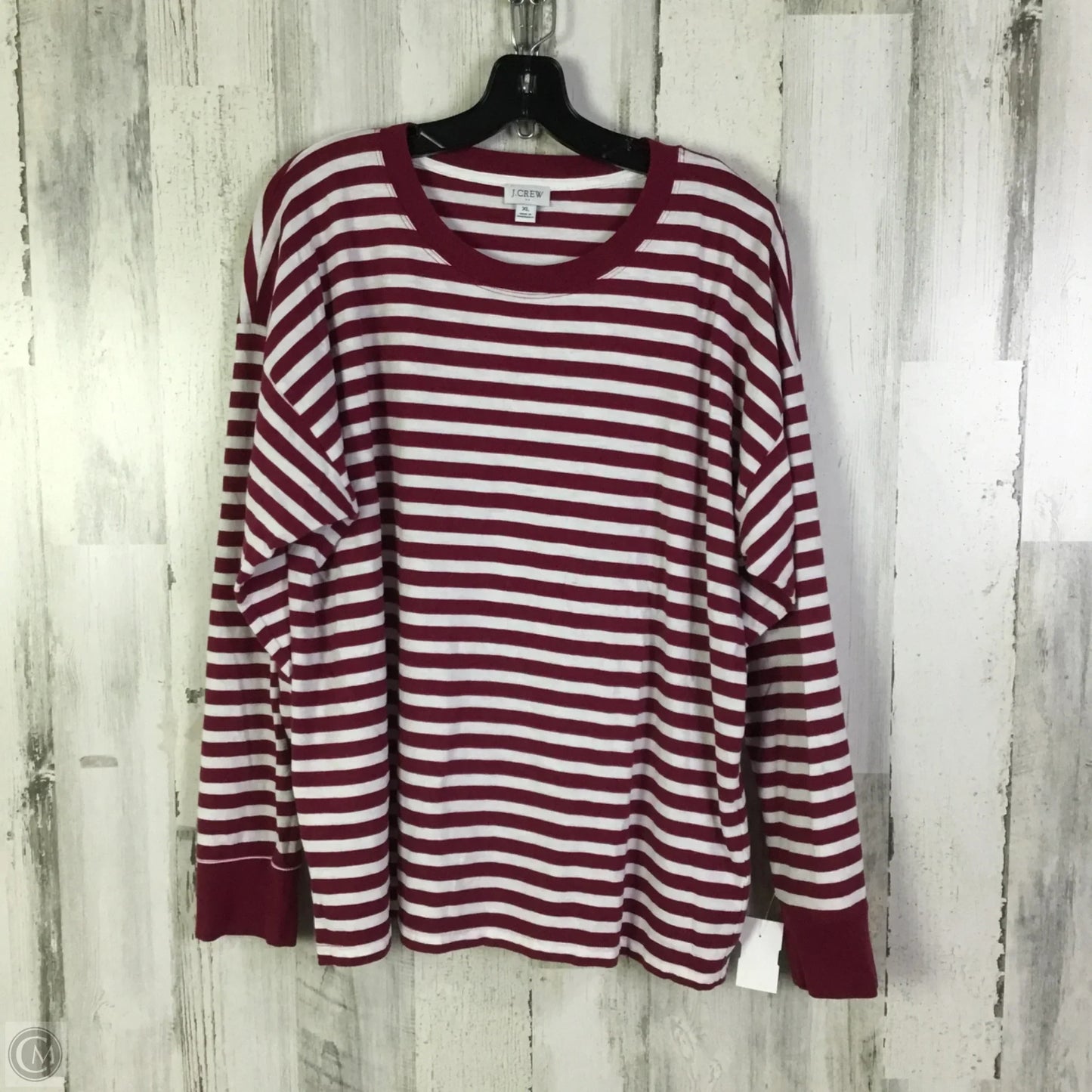Top Long Sleeve Basic By J. Crew In Red & White, Size: Xl