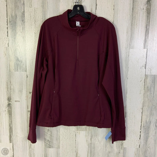 Athletic Top Long Sleeve Collar By Yogalicious In Maroon, Size: Xxl