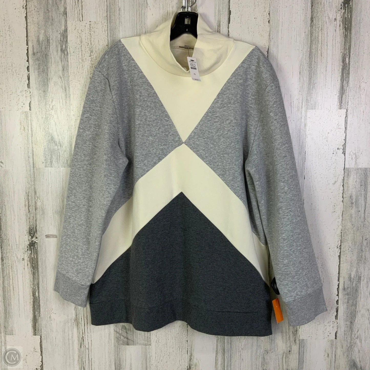 Sweatshirt Collar By Talbots In Cream & Grey, Size: Xl